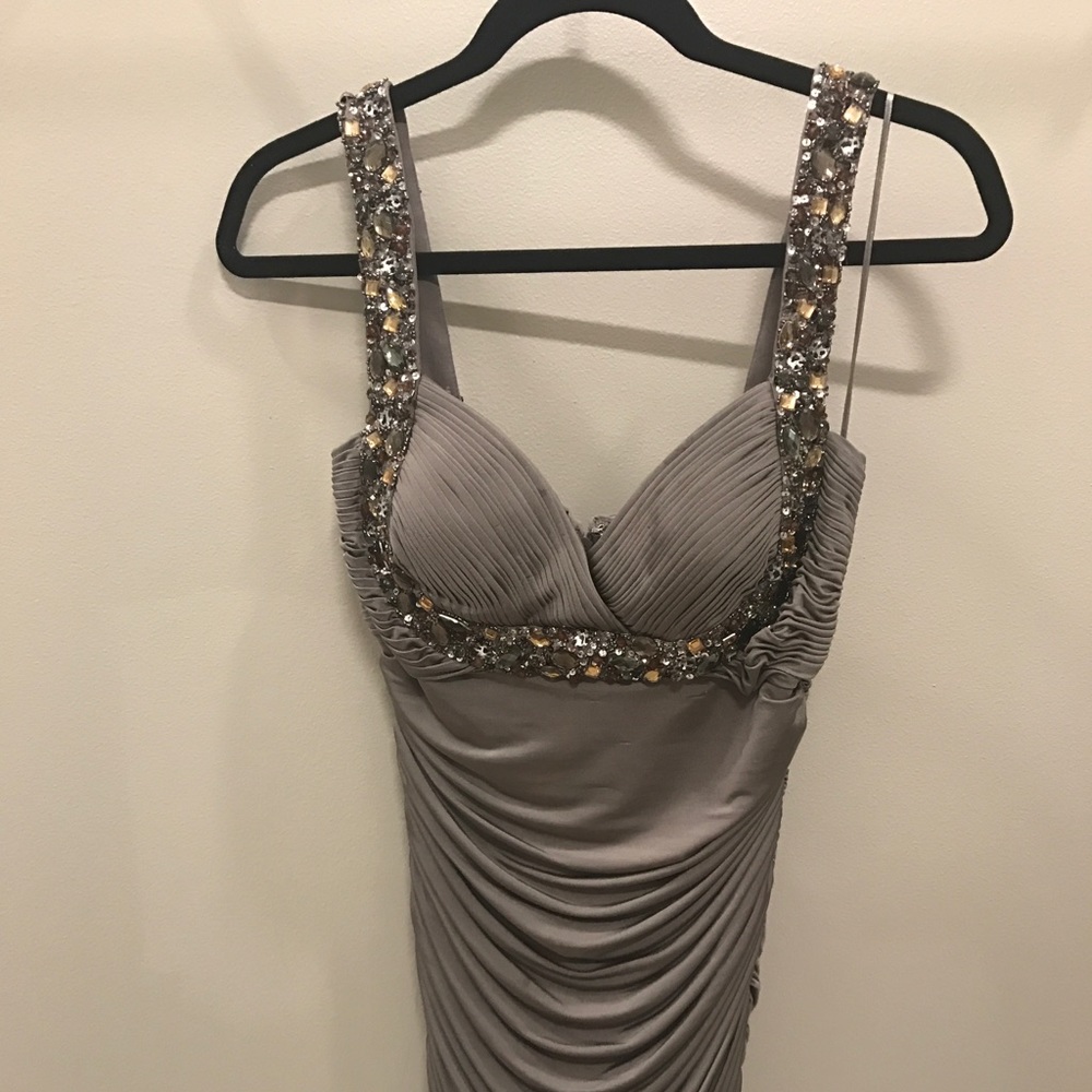 Cache Embellished Ruched Body-Con Dress